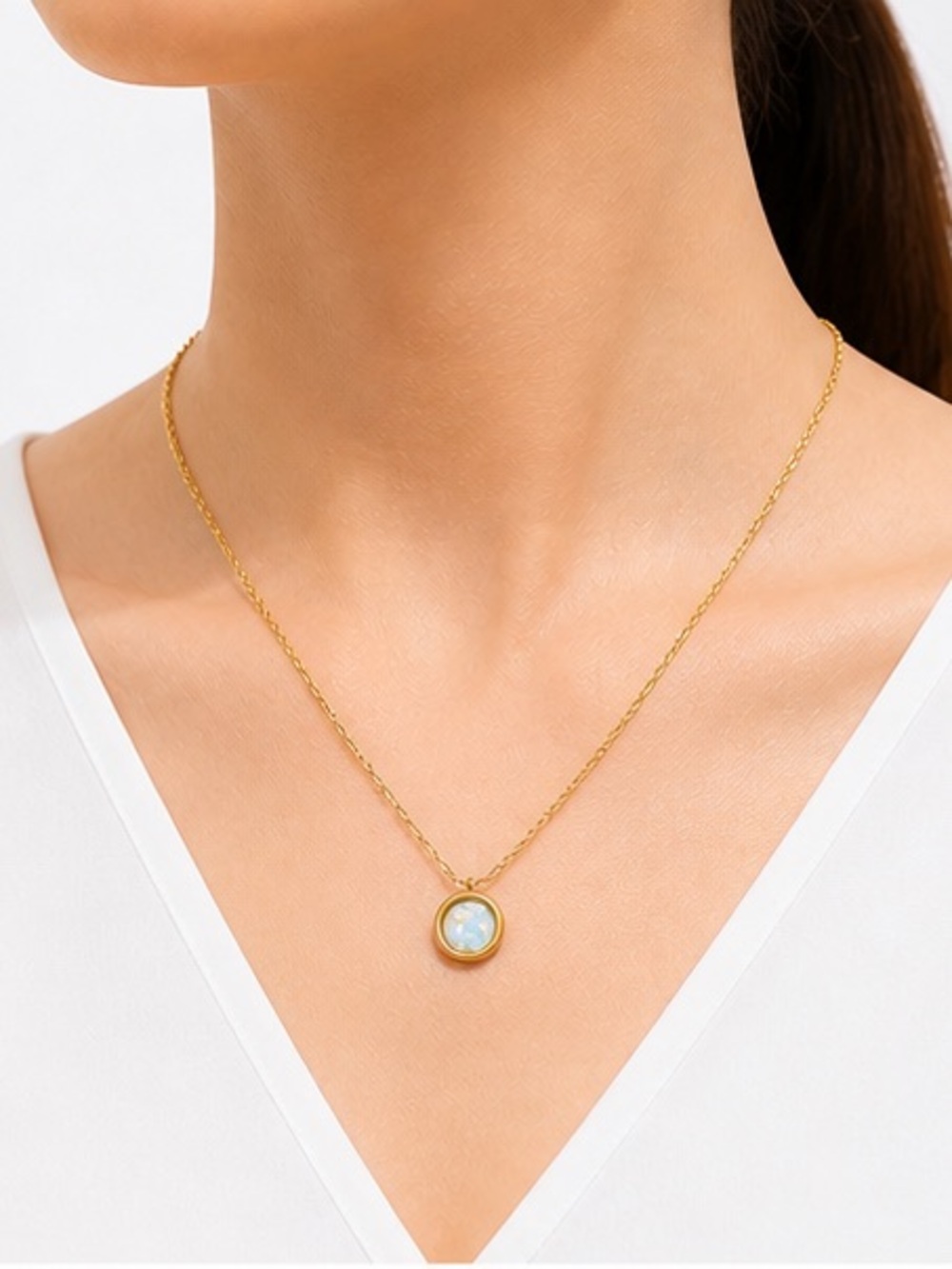 Dainty Gold Opal Necklace Minimal Everyday Pendant